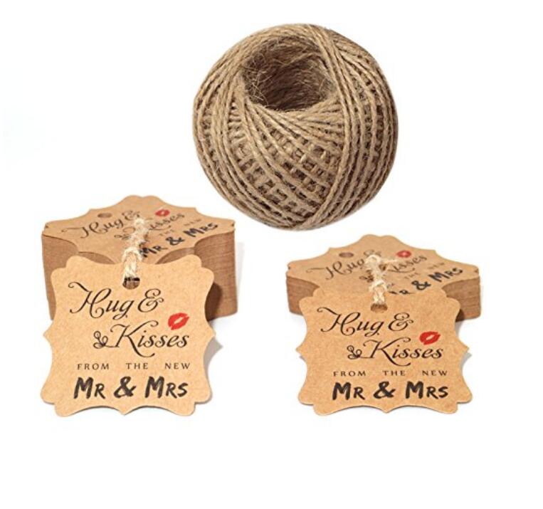 100 PCS Brown Kraft Hang Tags 'Handmade with love' Printed Tags