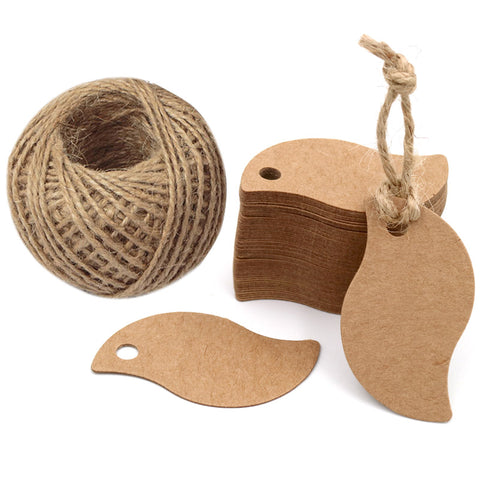 100 PCS Square Paper Gift Tags with 30 M Jute Twine for Crafts