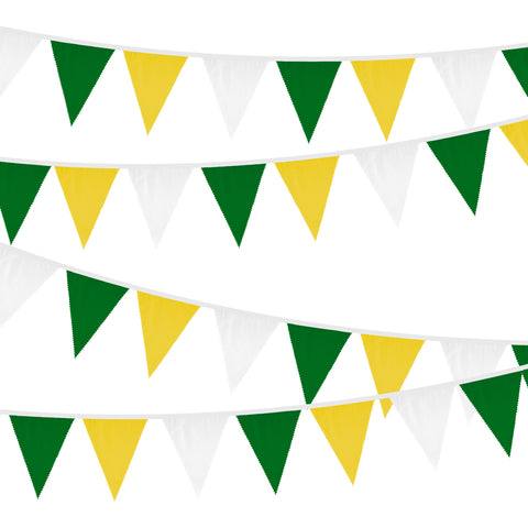 jijAcraft 39FT Triangle Banner Fabric Pennant Flag, Bunting Garland for Golf Party Easter Decor Spring Summer Tea Party Outdoor Garden Hanging Birthday Wedding Baby Shower Decor (Yellow Green White)