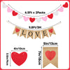 jijAcraft Pre-Assembled Valentines Burlap Banner with Felt Heart Banner for Valentines Day Décor, Rustic Love Hanging Banner & 24pcs Felt Heart Garland Banner Decor for Mantle Fireplace Wall