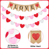 jijAcraft Pre-Assembled Valentines Burlap Banner with Felt Heart Banner for Valentines Day Décor, Rustic Love Hanging Banner & 24pcs Felt Heart Garland Banner Decor for Mantle Fireplace Wall