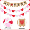 jijAcraft Pre-Assembled Valentines Burlap Banner with Felt Heart Banner for Valentines Day Décor, Rustic Be Mine Hanging Banner & 24pcs Felt Heart Garland Banner Decor for Mantle Fireplace Wall