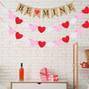 jijAcraft Pre-Assembled Valentines Burlap Banner with Felt Heart Banner for Valentines Day Décor, Rustic Be Mine Hanging Banner & 24pcs Felt Heart Garland Banner Decor for Mantle Fireplace Wall