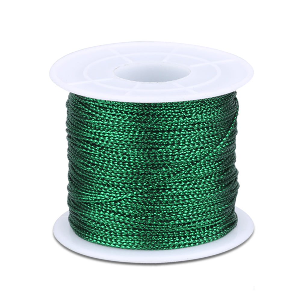 Green Twine String,100M Green Thread Twist Ties with Coil,Green Metallic  String for Christmas String,Polyester String Jewelry Cord, DIY Craft String