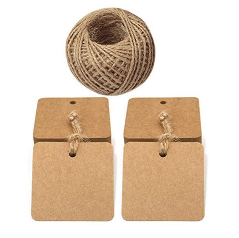 SallyFashion Kraft Paper Tags, 600 PCS Craft Hang Tags with Free 600 PCS  Natural Jute Twine for Gifts Arts and Crafts Wedding Holiday