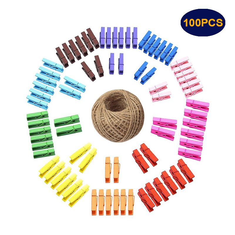  Bodacon 100Pcs Small Size 25mm Mini Natural Wooden Clips for  Photo Paper Pegs Clothespin 77HA - (Color: White) : Home & Kitchen