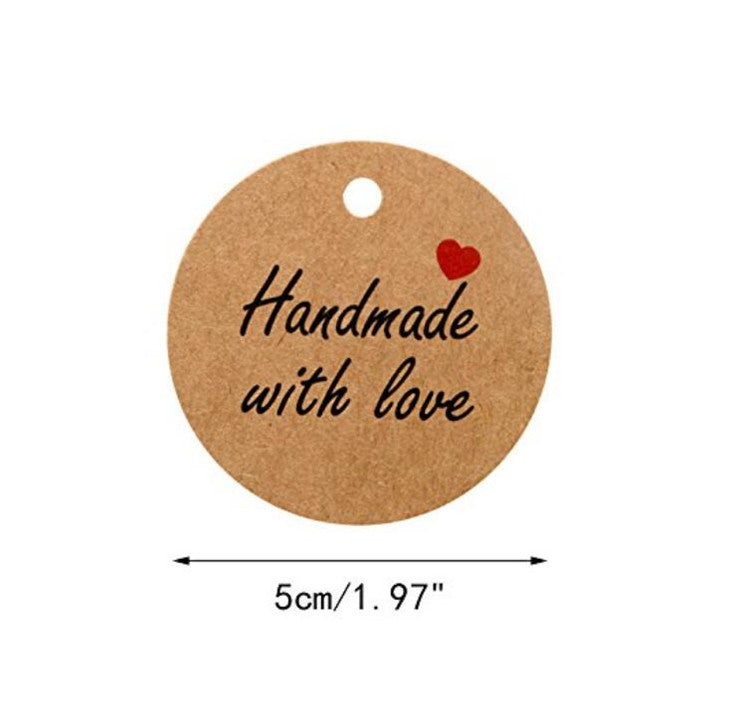 Handmade Gift Tags,100 PCS Round Handmade Kraft Hang Tags,Brown Funny –