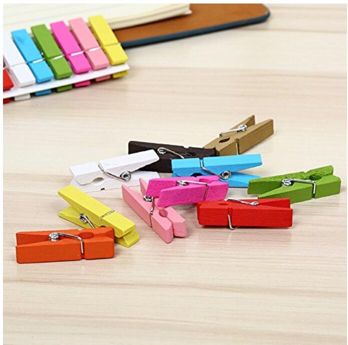 100Pcs Colored Clothespins Clothes Pins Natural Wood Close Pins