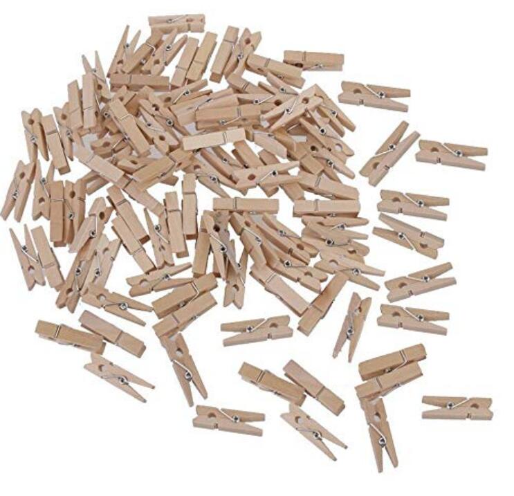 100pcs Mini Wooden Clothespins With 10m Jute Twine Photo Paper Peg