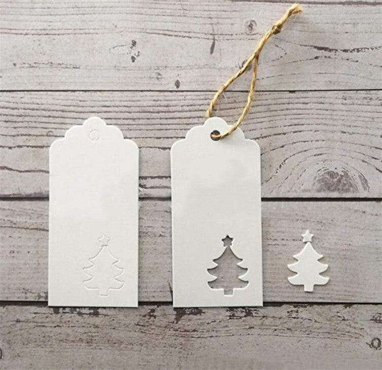 jijAcraft Christmas Gift Tags, 100 Pcs Christmas Tags with String, White Hollow Christmas Snowflake Paper Tags, Christmas Name Tags,Gift Tags for
