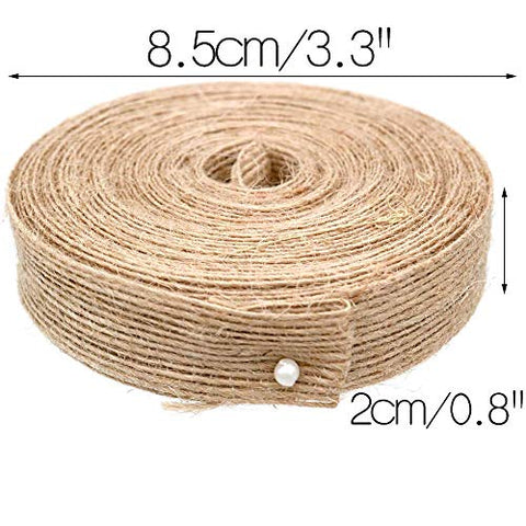 Jute Ribbon,30M Natural Burlap Fabric Ribbon,3PCS Hessian Craft Ribbon Band for Gift Wrapping,Wedding Events Party and Home Decor (10M Each roll,2cm Wide) - JijaCraft